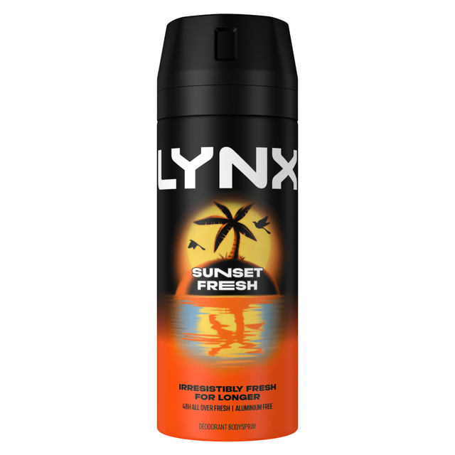 Lynx Personal Care Aerosol Body Spray - Sunset Fresh Scent, 150ML Long-Lasting Deodorant for All-Day Confidence