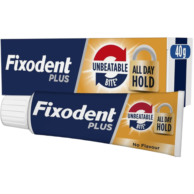 Fixodent Denture Care Ultimate Adhesives Cream, Flavour Free Formula, 40g Tube for Secure All-Day Hold and Comfort