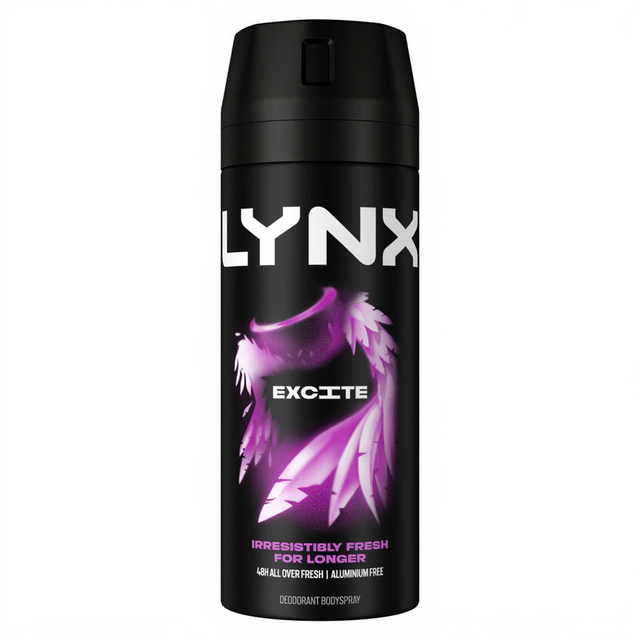 Lynx Personal Care Deodorants and Antiperspirants Spray Aerosol Bodyspray Excite 150ml for Long-Lasting Freshness and Confidence