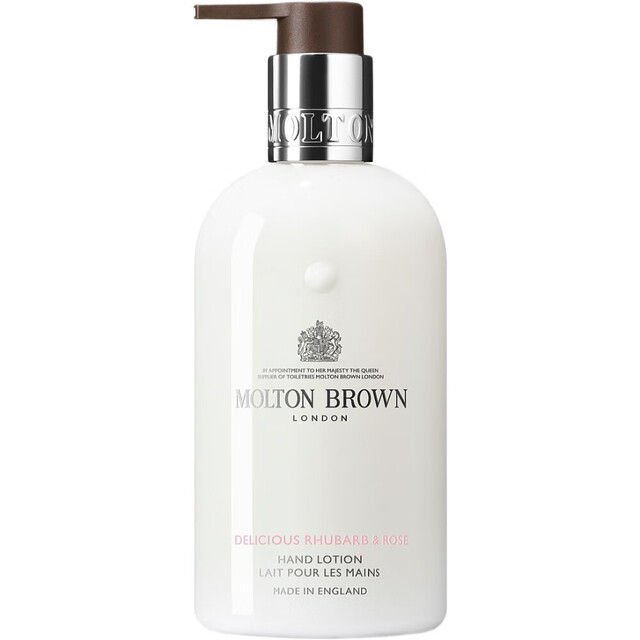 Molton Brown Hand Lotion: Delicious Rhubarb & Rose Scented Moisturizing Formula for Soft Hands, 300ml Bottle