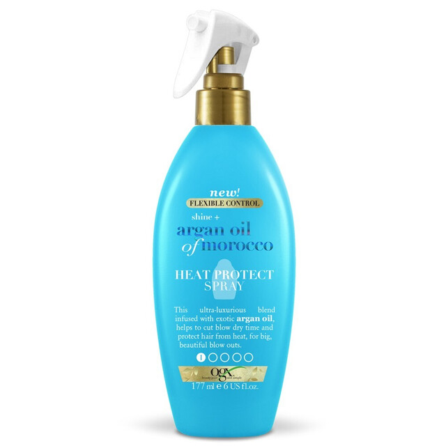 OGX Hair Styling Heat Defense Spray 177ml – Protects Hair from Damage, Adds Shine and Smooth Finish for Healthy Locks