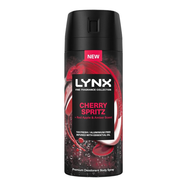 Lynx Body Spray Deodorant Aerosol Cherry Spritz Fine Fragrance 150ml for Long‑Lasting Fresh Scent and Premium Personal Care