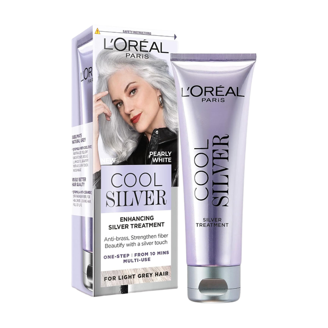 L'Oréal Paris Cool Silver Enhancing Silver Treatment Pearly White Hair Mask, 114ML for Toning and Brightening Silver & Gray Hair