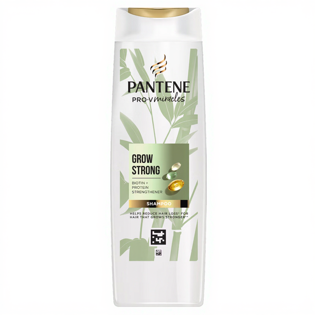 PANTENE Grow Strong Shampoo with Biotin for Dry Damaged Hair Care, Strengthens & Repairs, 400ml Bottle
