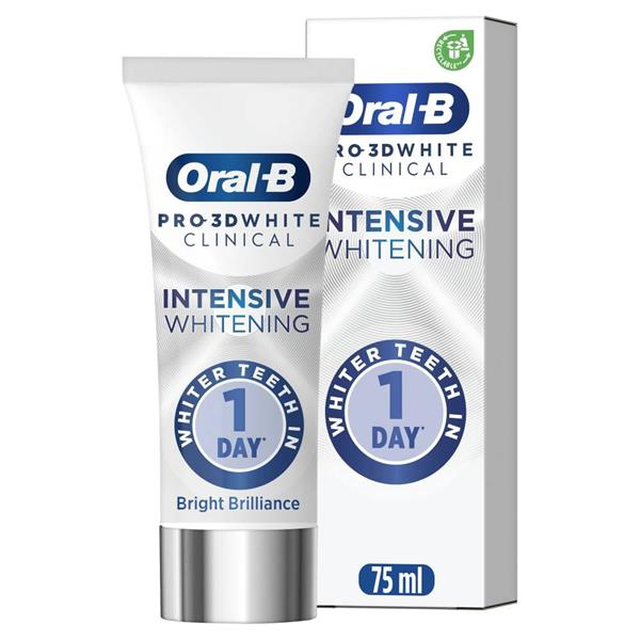 Oral-B Pro 3D White Clinical Bright Brilliance Toothpaste for Professional-Level Stain Removal and Whitening, 75ml - Personal Care & Dental