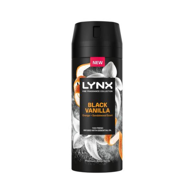 Lynx Deodorant Bodyspray | Black Vanilla Fine Fragrance Collection | 150ml Long-Lasting Premium Scent