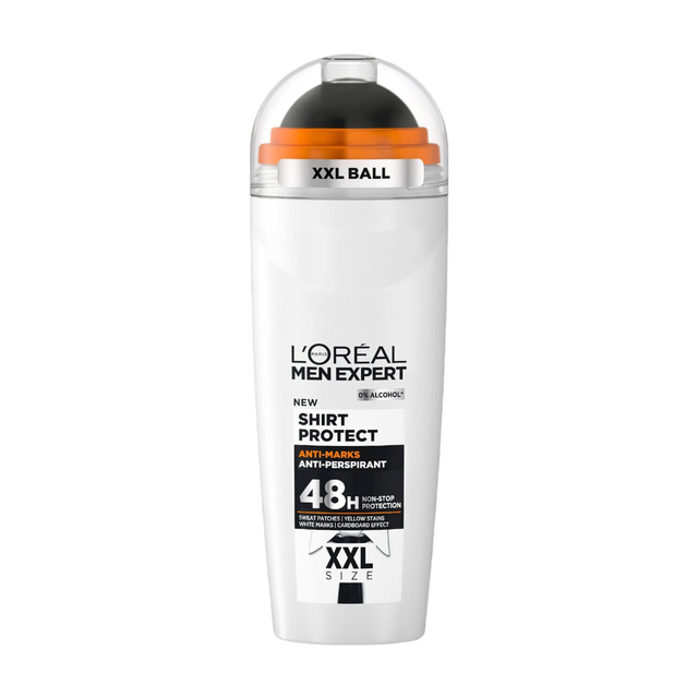 L'Oréal Men Expert Anti-Perspirant Roll-On Deodorant for men, Shirt Protect Formula, 100ml, 48H Protection