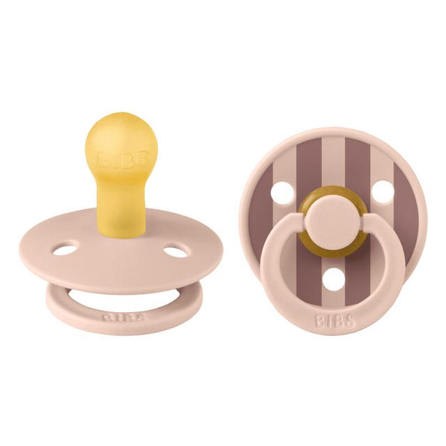 BIBS Soother Studio Colour Block Latex Pacifier Size 1 for 0+ Months, 2-Pack in Blush Mix for Newborns