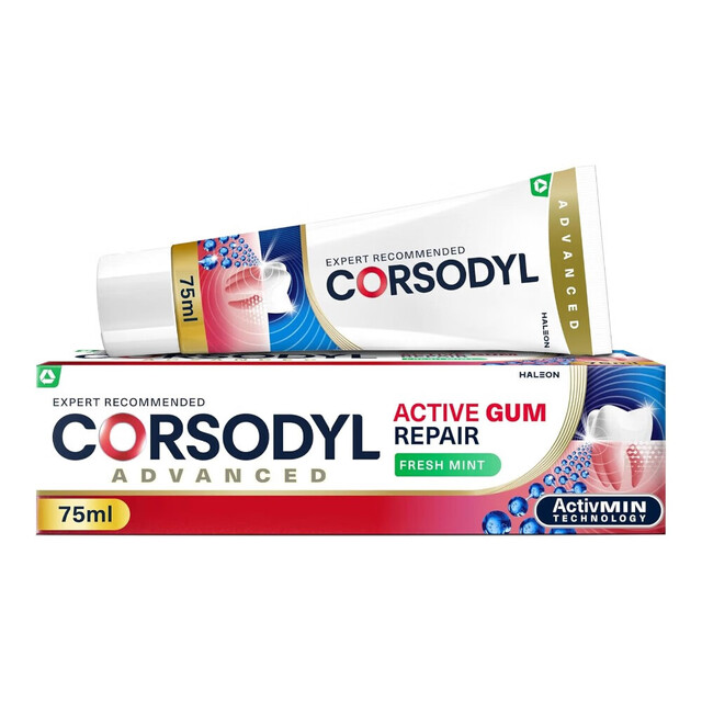 Corsodyl Active Gum Repair Toothpaste - Fresh Mint Flavor for Healthy Gums & Daily Protection in a 75ml Tube