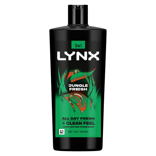 Lynx Body Wash 3-in-1 for men in Jungle Fresh Scent | 700ml Multi-Use Shower Gel for Hair, Face & Body