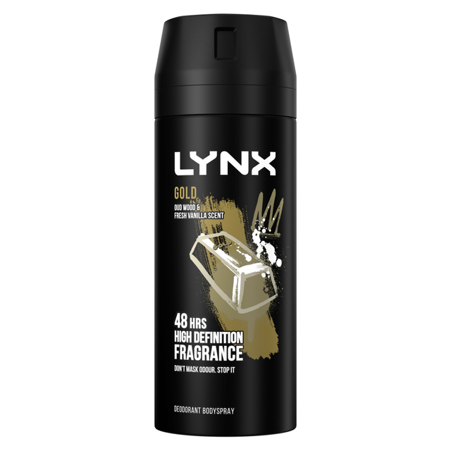 Lynx Body Spray Aerosol Gold 150ml | Premium Deodorant for men | Long-Lasting Freshness and Confident Scent