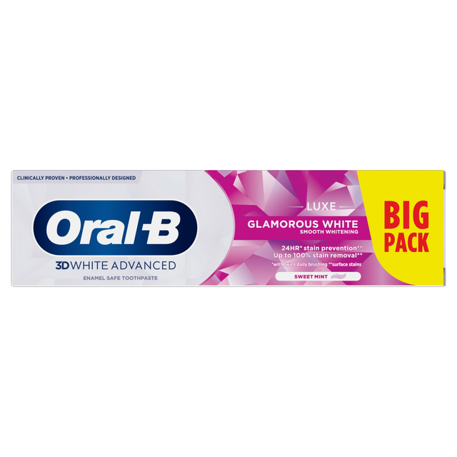 Oral-B Toothpaste for Dental Care: 3D White Advanced Luxe Glamorous White for a Radiant Smile, 100ml