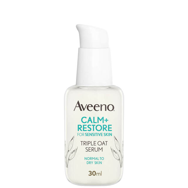 Aveeno Face Care Calm & Restore Oat Serum Moisturiser Cream, 30ml for Soothing & Hydrating Sensitive Skin
