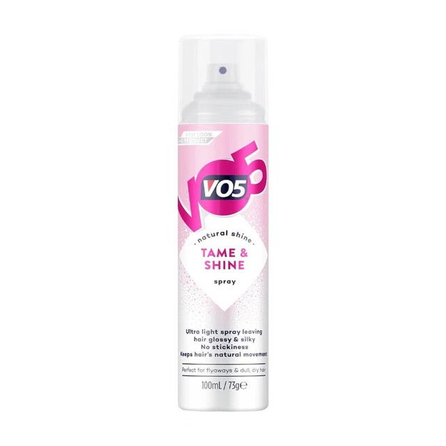 VO5 Hair Styling Tame & Shine Spray 100ml – Lightweight Formula for Smooth, Glossy Finish and Frizz Control