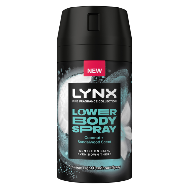 Lynx Fine Fragrance Collection Lower Body Spray for men - Coconut and Sandalwood Scent, 100ml Deodorant