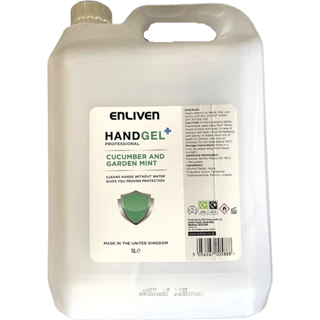 Enliven Hand Gel 5L - Refill Size Antibacterial Hand Sanitizer Gel for Effective Cleansing and Moisturizing, Personal Care Essential