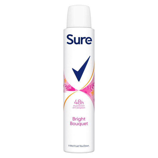Sure Personal Care Deodorant & Antiperspirant Spray Bright Bouquet Aerosol 200ml Long‑Lasting Fresh Scent Protection