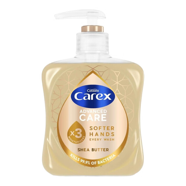 Carex Advanced Care Shea Butter Antibacterial Hand Wash 250ml | Moisturizing Soap-Free Formula | Kills Germs