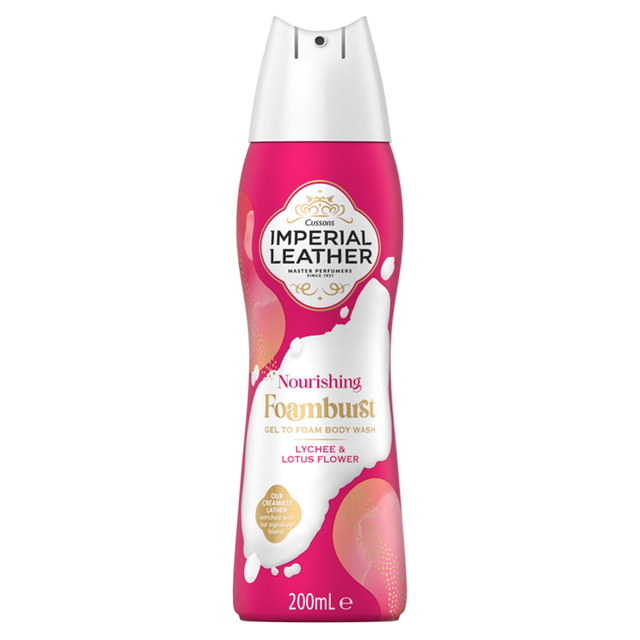 Imperial Leather Lychee & Lotus Flower Body Wash: Foamburst Gel Transforms to Rich Lather for Nourishing Shower, 200ml