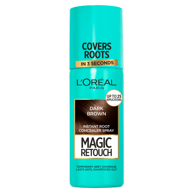 L'Oréal Paris Magic Retouch Temporary Instant Grey Root Concealer Hair Colourant Spray in Dark Brown, 75ml