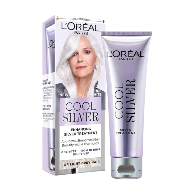 L'Oréal Paris Hair Treatment: Cool Silver Enhancing Pure White Silver Treatment for Blonde & Grey Hair, 114ml