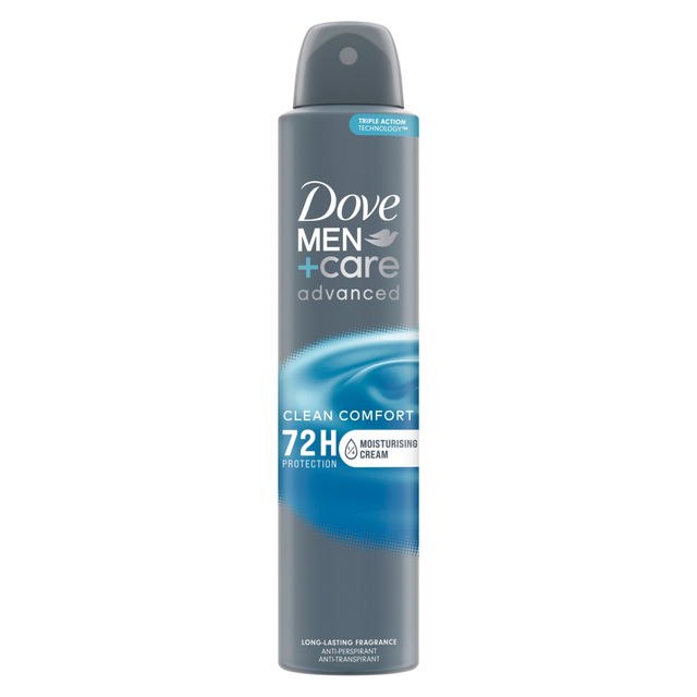 Dove Men+Care Advanced Deodorant Spray Aerosol Clean Comfort 200ml, Long‑Lasting Freshness and Strong Sweat Protection