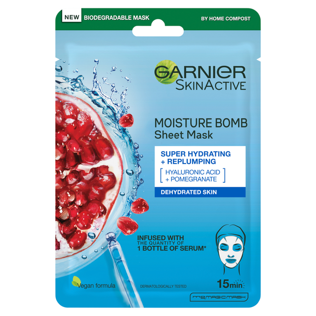 Garnier SkinActive Moisture Bomb Pomegranate Hydrating Tissue Face Mask for a Revitalized Glow - 32g