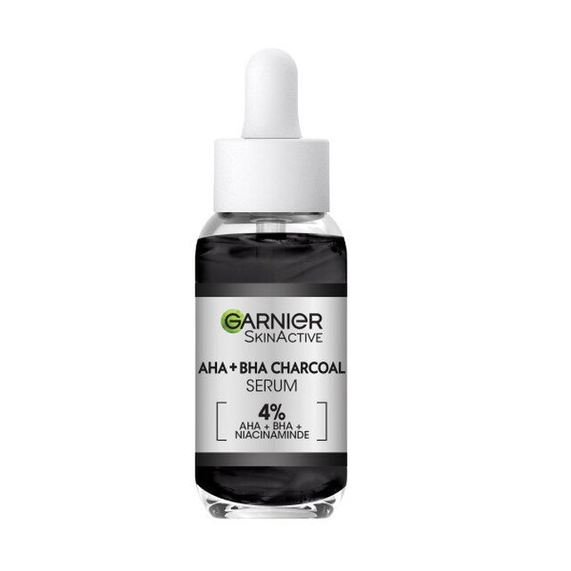 Garnier SkinActive Anti-Spot & Blemish Serum: 4% AHA + BHA & Niacinamide Charcoal Serum for Clear Skin, 30ml
