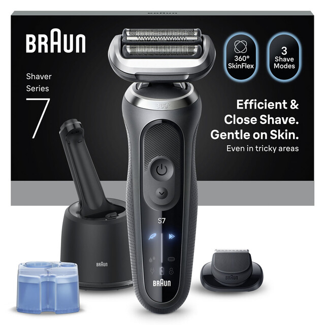 Braun Series 7 Electric Shaver for men, 4-in-1 SmartCare Center, Wet & Dry, 100% Waterproof, Cordless, 60 Mins Runtime, Grey 72-G7200CC