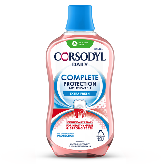 Corsodyl Daily Gum Care Mouthwash, Complete Protection Extra Fresh 500ml for Healthy Gums & Fresh Breath