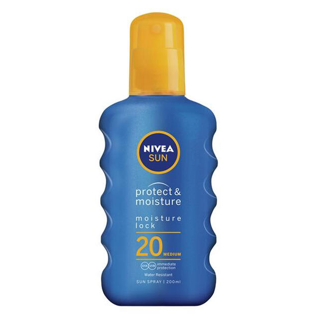 NIVEA Sun Care Moisturizing Sunscreen Spray with SPF 20 for Sun Protection and Hydration - 200ml Bottle