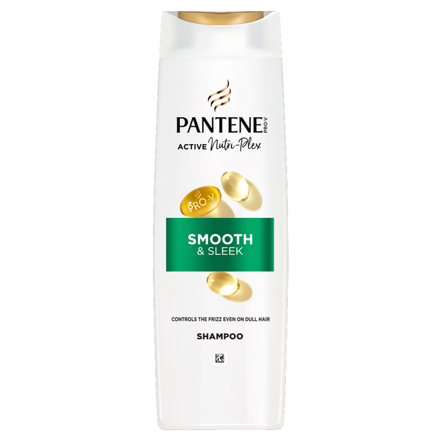 PANTENE Smooth & Sleek Shampoo for Frizz Control & Shine, 325ml Bottle for Smoother, More Manageable Hair