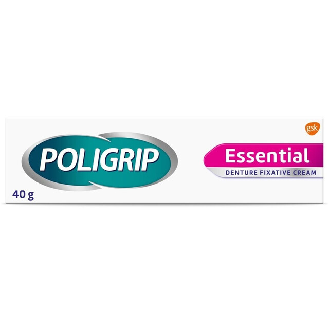 Poligrip Essential Denture Fixative Cream 40g | Secure Hold Denture Adhesive for Daily Use | Personal Care Dental