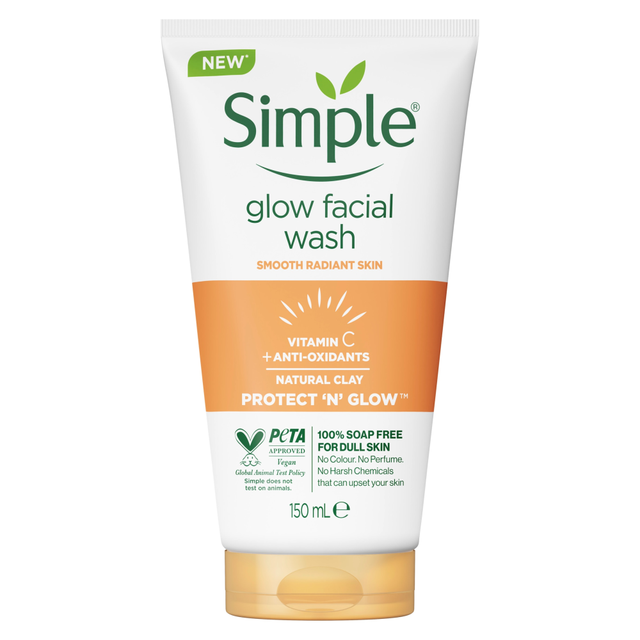 Simple Protect 'N' Glow Clay Polish Cleanser - Express Glow for a Refreshed & Radiant Complexion, 150ml