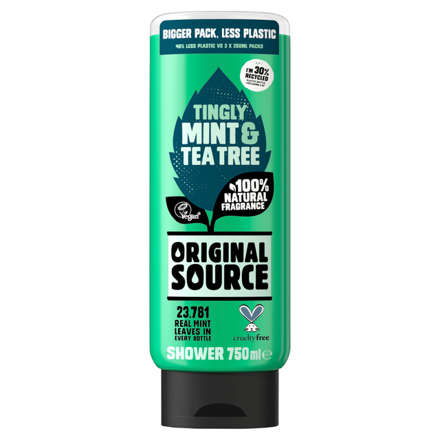 Original Source Tingly Mint & Tea Tree Invigorating Shower Gel 750ml for a Refreshing and Energising Daily Cleanse