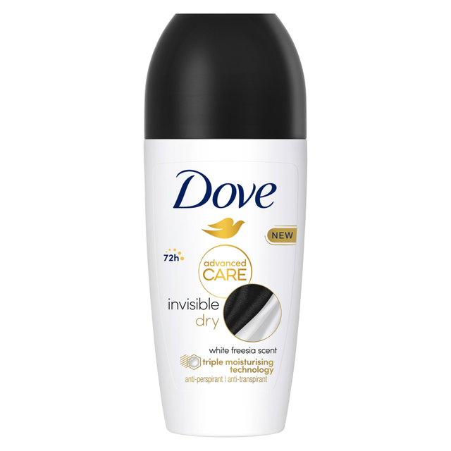 Dove Advanced Care Roll-On Antiperspirant Deodorant for women, 48hr Invisible Dry Protection & 1/4 Moisturizers, 50ml