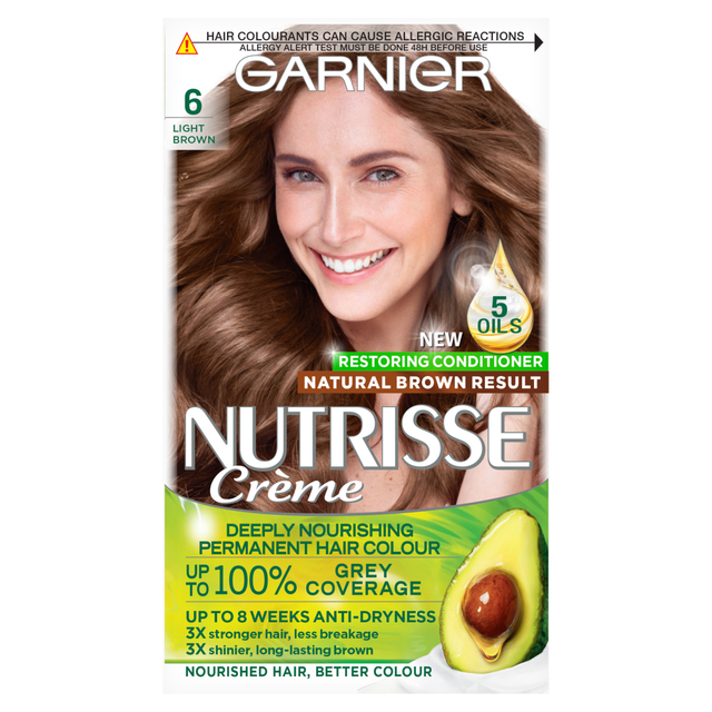 Garnier Nutrisse Light Brown Permanent Hair Dye, Nourishing Hair Colour Kit for Shiny, Long-Lasting Coverage and Soft Feel