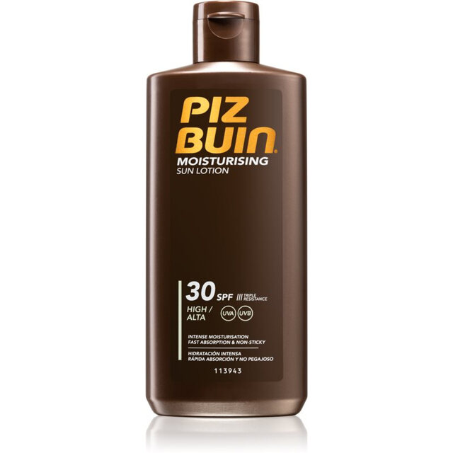 Piz Buin Sun Care SPF30 Moisturising Sun Lotion, Non-Greasy Sunscreen Cream for Hydrated Protection 200ml