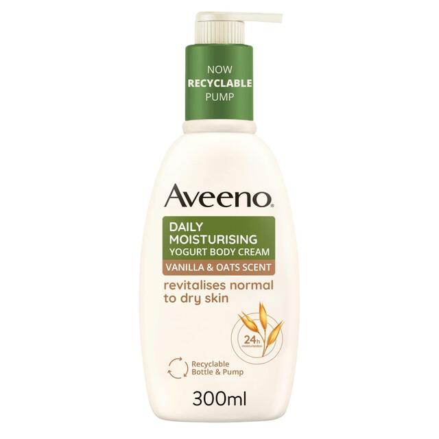 AVEENO Daily Moisturising Yogurt Body Lotion with Vanilla & Oat for 24hr Nourishment, 300ml Bottle for Dry Skin Care