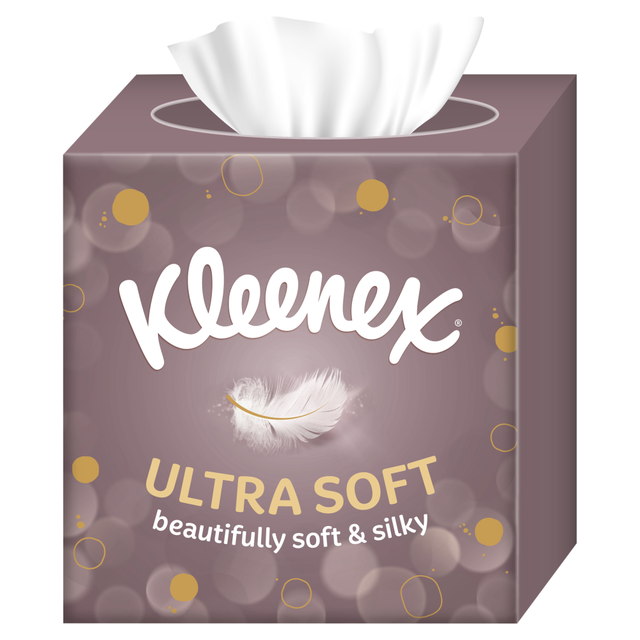 Kleenex Ultra Soft Facial Tissues Cube Box, 48 Sheets per Box for Gentle, Everyday Use at Home or Office