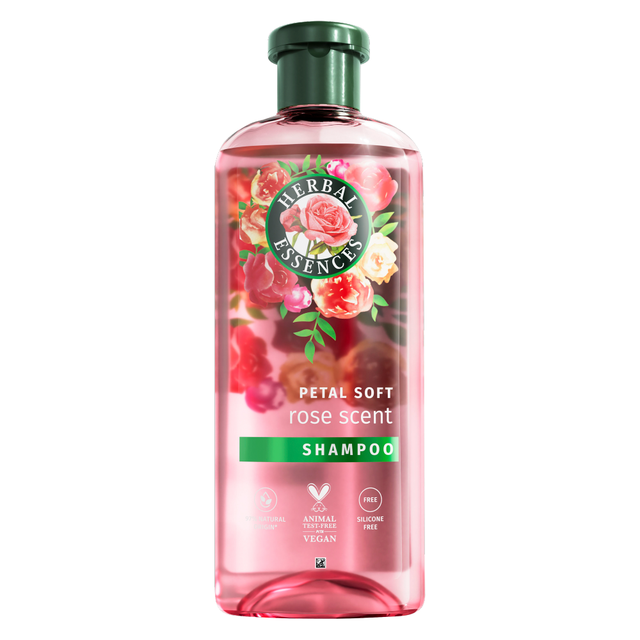 Herbal Essences Shampoo – Rose Scent Petal Soft Silicone Free Formula, 350ml Nourishing Hydration for Dry Hair