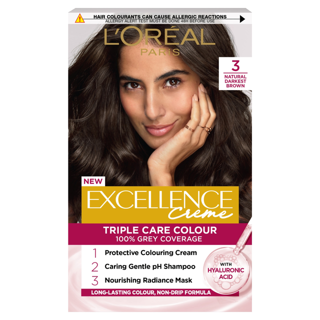 L'Oréal Paris Excellence Permanent Hair Dye - Rich, Long-Lasting Hair Colour In 3 Natural Darkest Brown