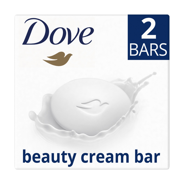 Dove Beauty Bar Original for Gentle Skin Cleansing, Nourishing 1/4 Moisturizing Cream, 2 Pack 90g Bars