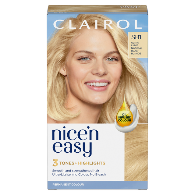 Clairol Hair Colourants Nice'n Easy Permanent Dye Ultralight Natural Beach Blonde 175ml for Vibrant Long-Lasting Shine