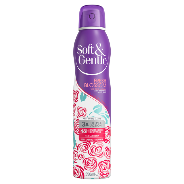 Soft & Gentle Deodorant Spray – Fresh Blossom Wild Rose & Vanilla, Long-Lasting Anti-Perspirant 250ml for All-Day Freshness