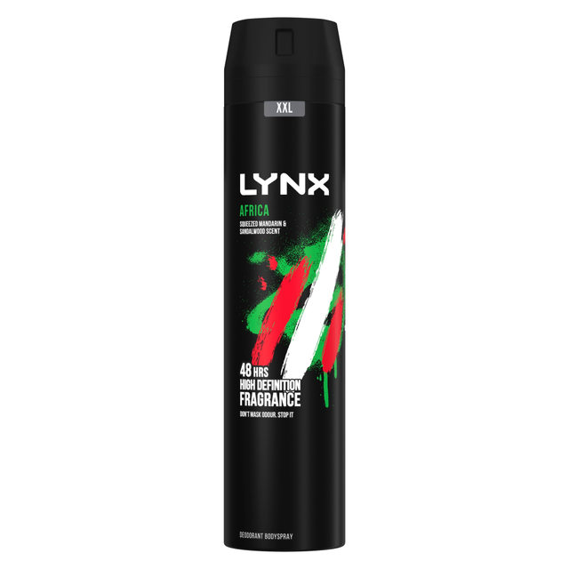 Lynx Personal Care Deodorant and Antiperspirant Spray Aerosol Africa 250ml, Long-Lasting Fresh Scent for Confident Daily Use