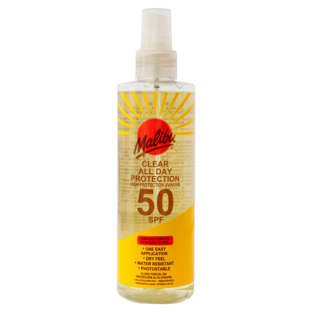 Malibu Sun Care Sunscreen Lotion – Clear All Day Protection 50 SPF, 250ml for Long‑Lasting Skin Defense