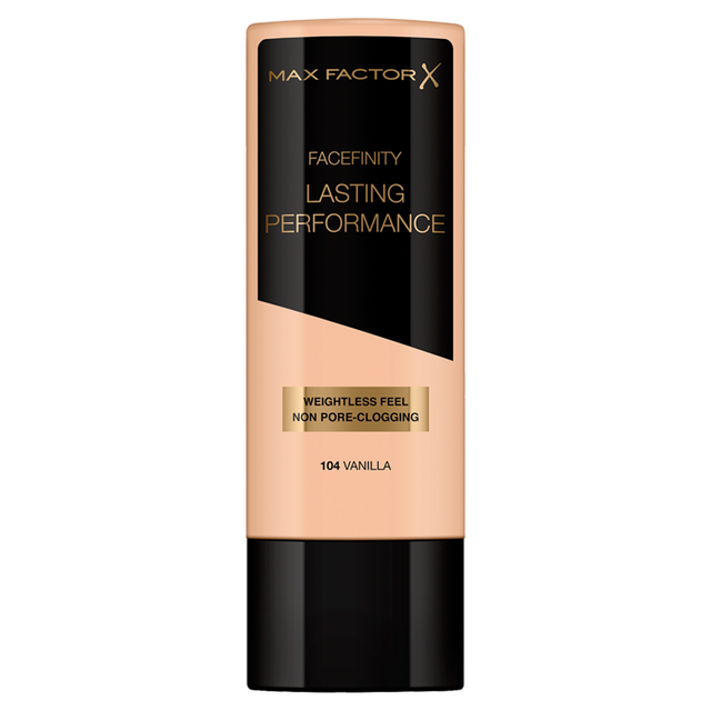 Max Factor Lasting Performance Foundation in 104 Vanilla, Long-Wearing Liquid Makeup with a Natural Finish, 35ml
