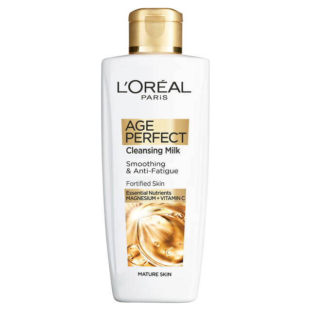 L'Oréal Paris Age Perfect Smoothing & Anti Fatigue Vitamin C Cleansing Milk for Mature Skin, 200ml Bottle