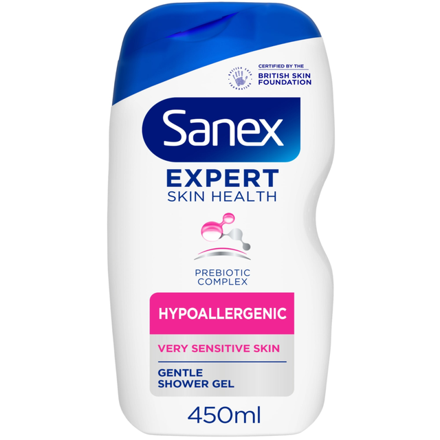 Sanex Expert Skin Health Hypoallergenic Shower Gel Body Wash 450ml for Sensitive Skin, Gentle Daily Cleansing